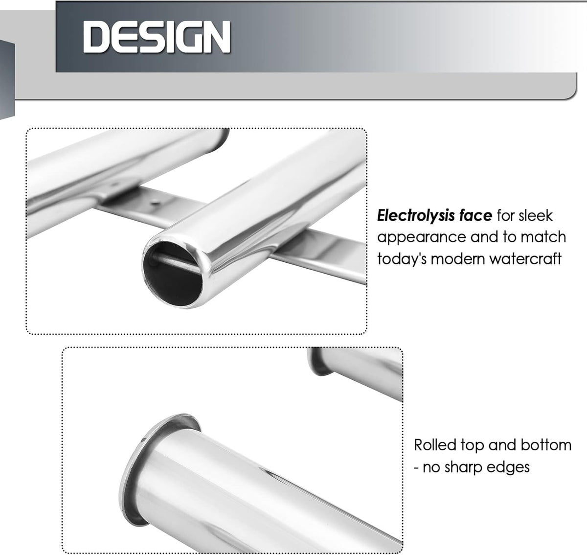 Wall-Mounted 316 Stainless Steel Rod Holder Pack of 2 Y3742