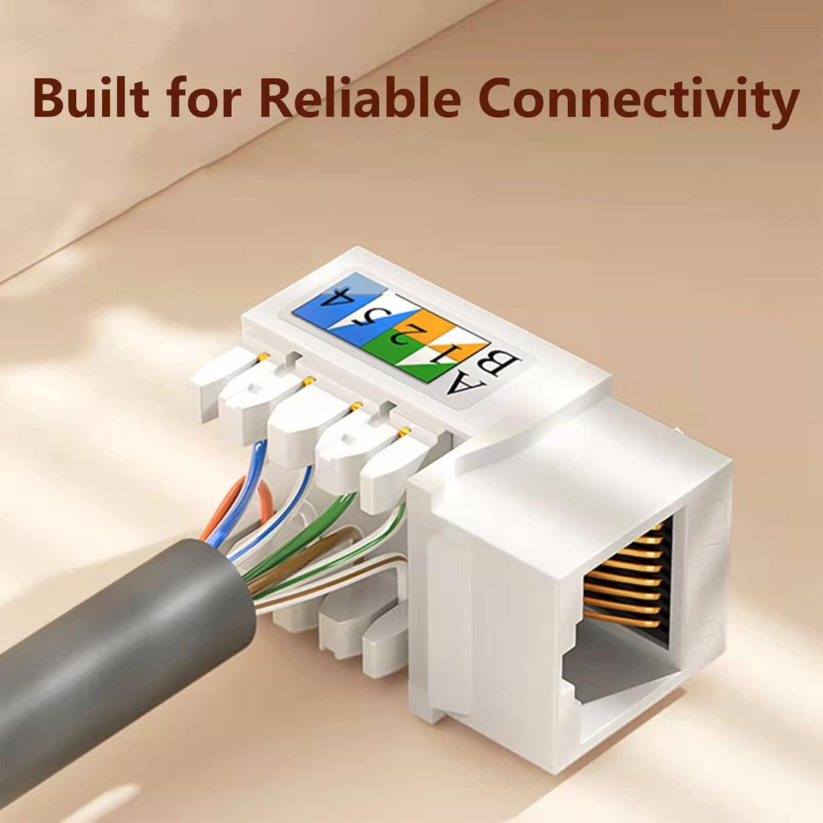 Cat6 RJ45 Keystone Jack Punch Down Connector 50-Pack White Q9815
