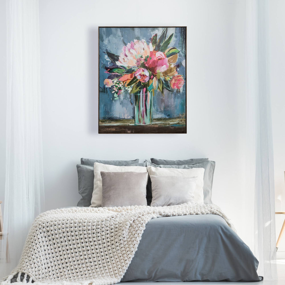 Floral Still Life Framed Wall Canvas D87107