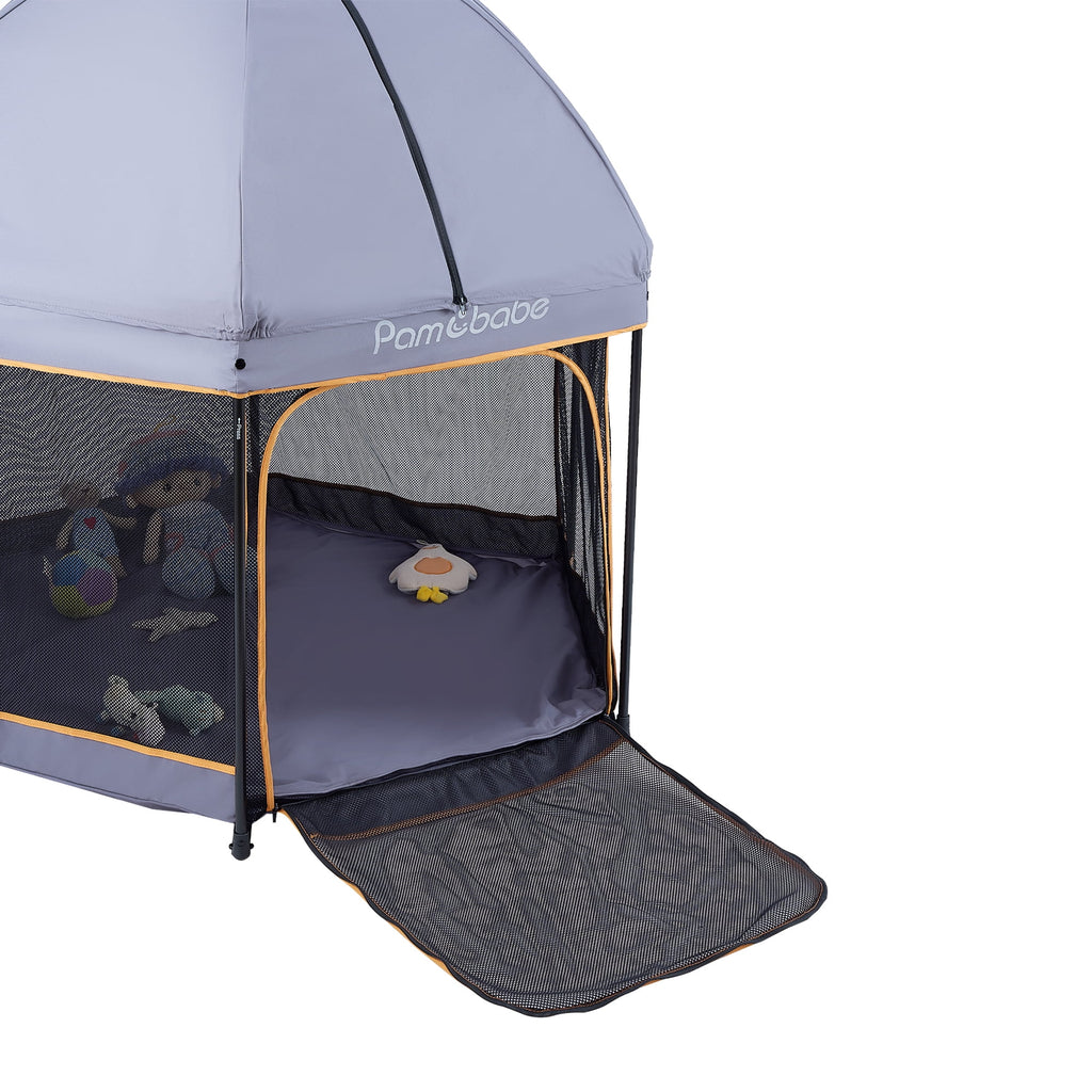 Blue Portable Lightweight Baby Playpen with Canopy and Travel Bag E565
