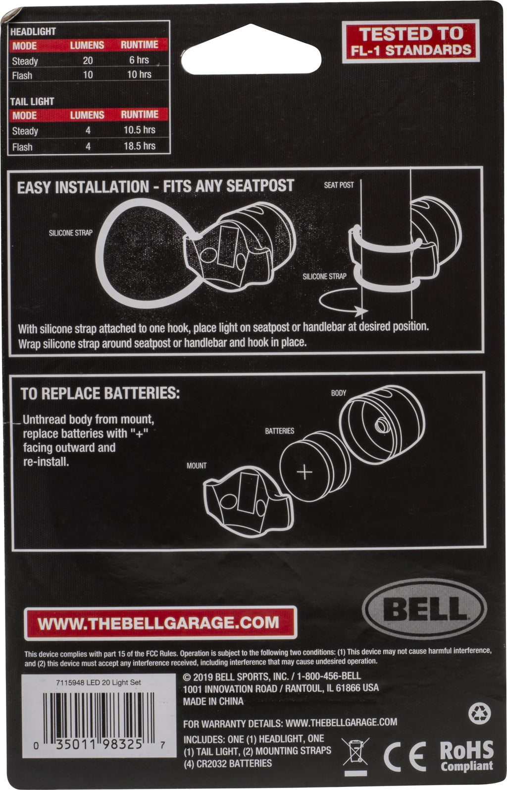 20 Lumen Bicycle Light Set B178287