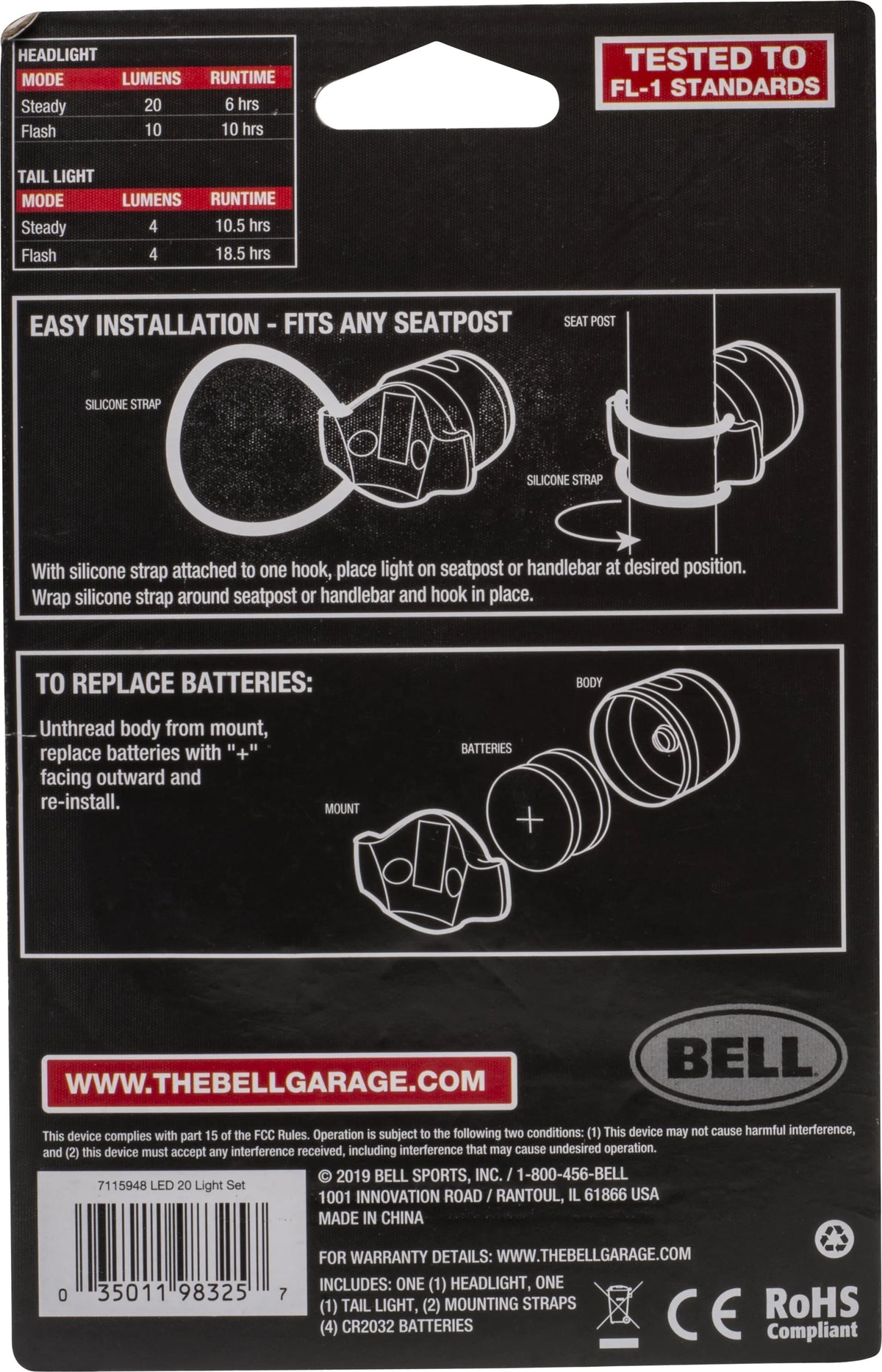 20 Lumen Bicycle Light Set B178287