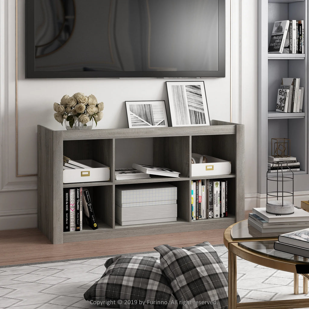 French Oak Grey TV Stand Bookshelves B406