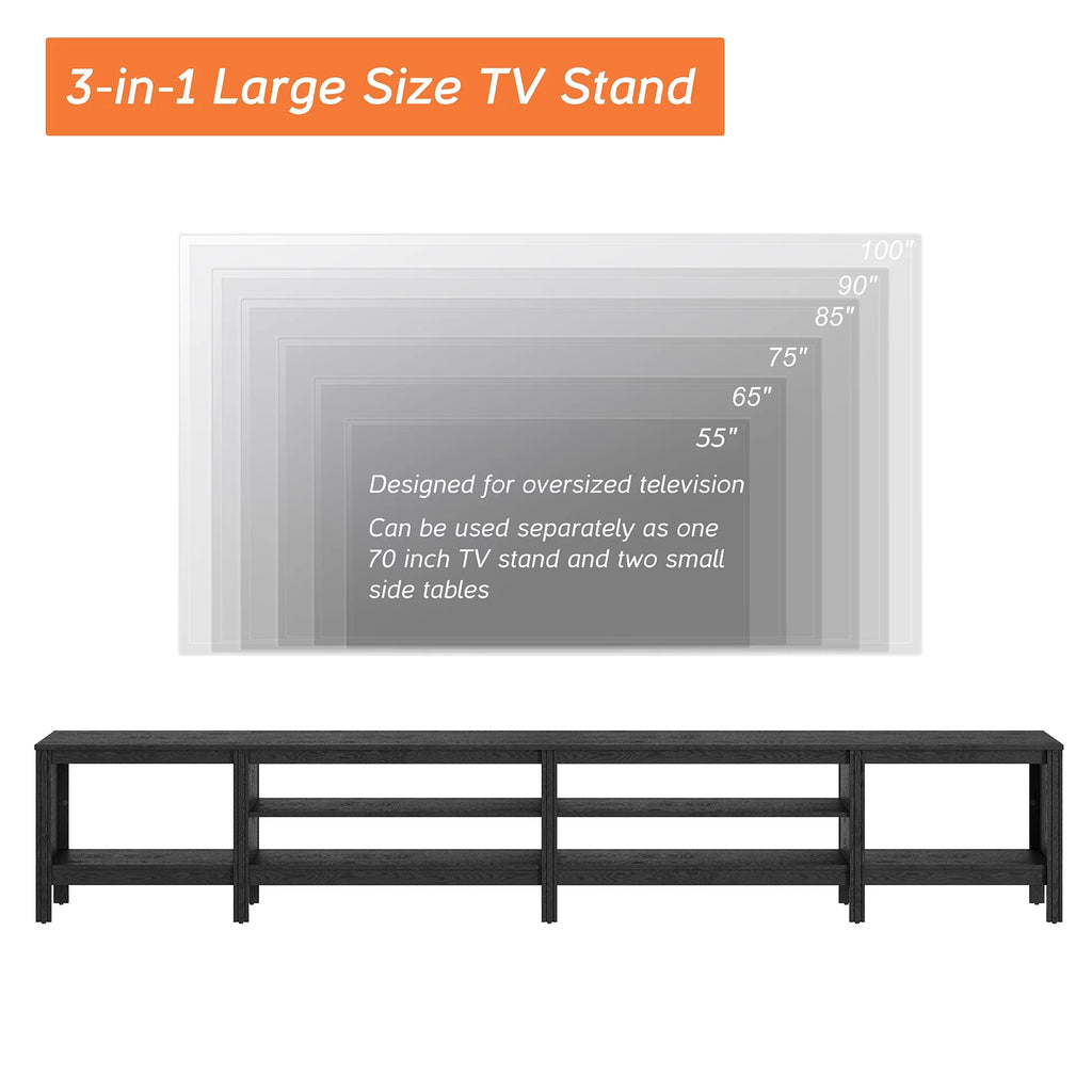 Black Wood TV Stand with 8 Storage C100058