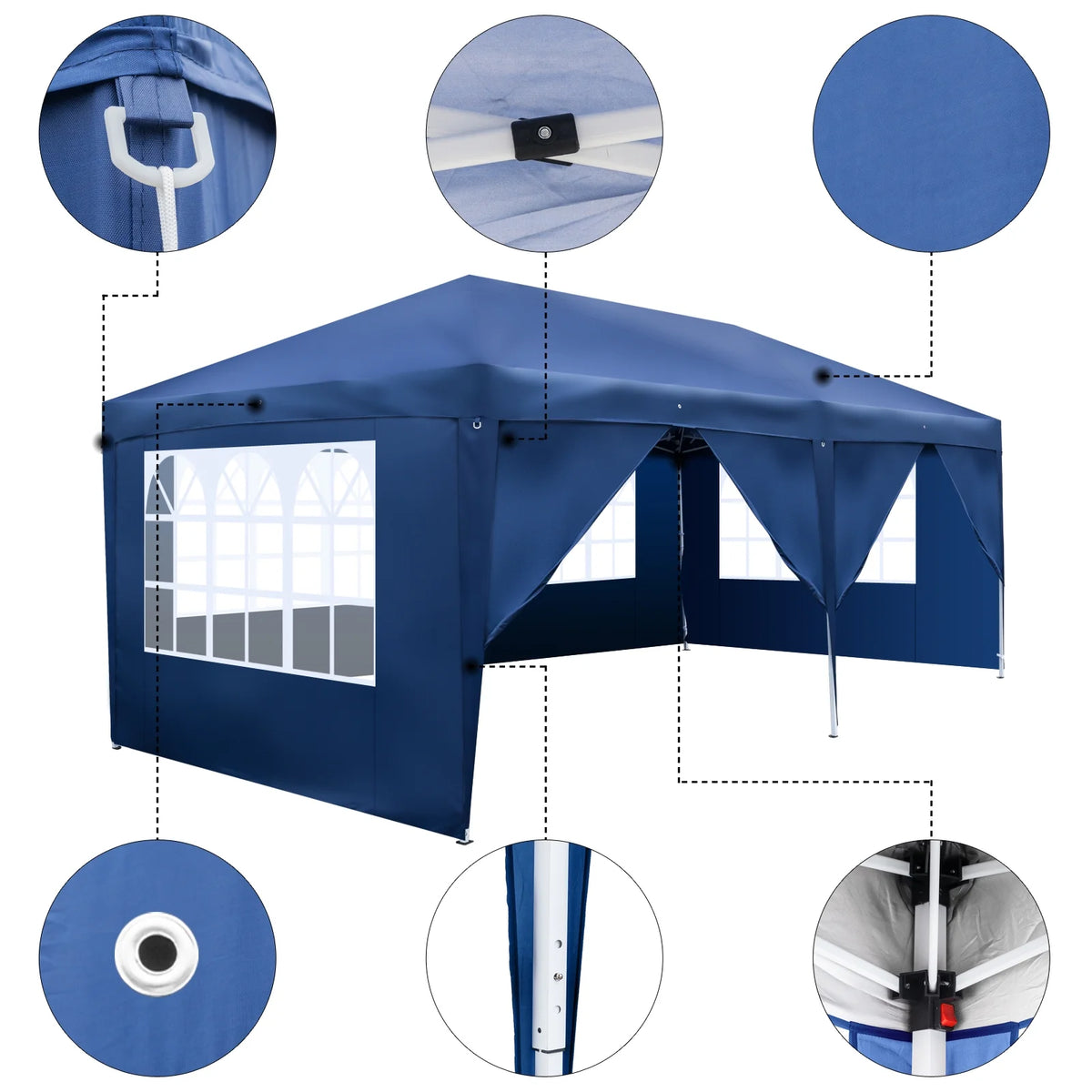 10 x 20-Feet White Pop Up Canopy Tent with 4 Removable Sidewalls V483