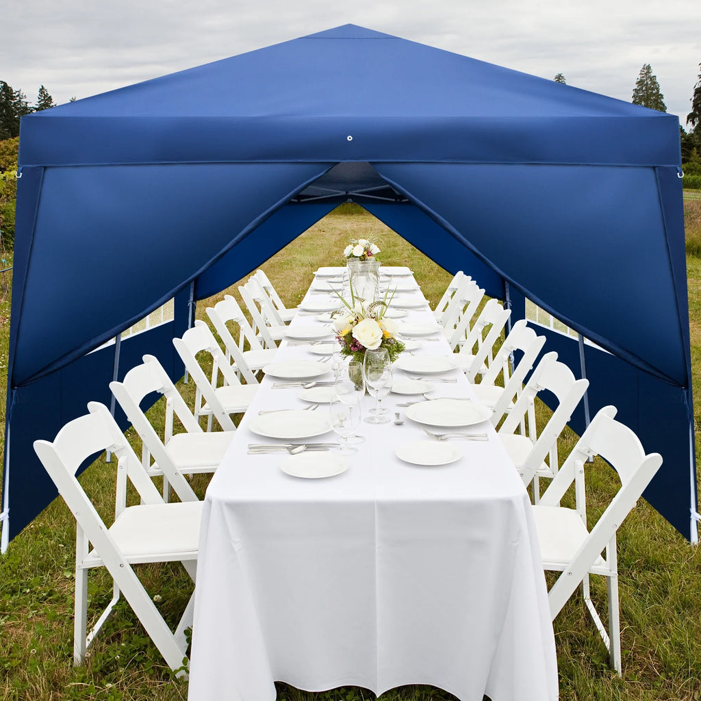 10 x 20-Feet White Pop Up Canopy Tent with 4 Removable Sidewalls V483