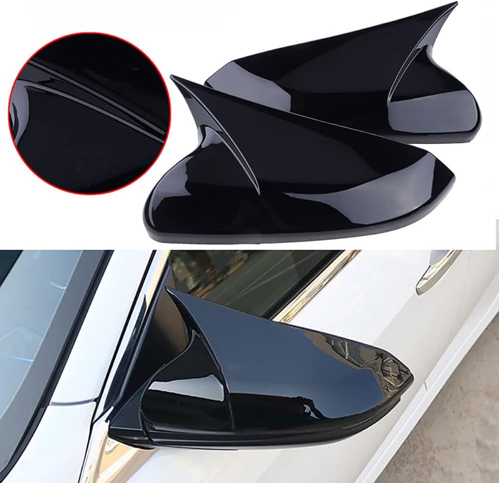 Glossy Black Carbon Fiber Side Door Rear View Mirror Covers B604
