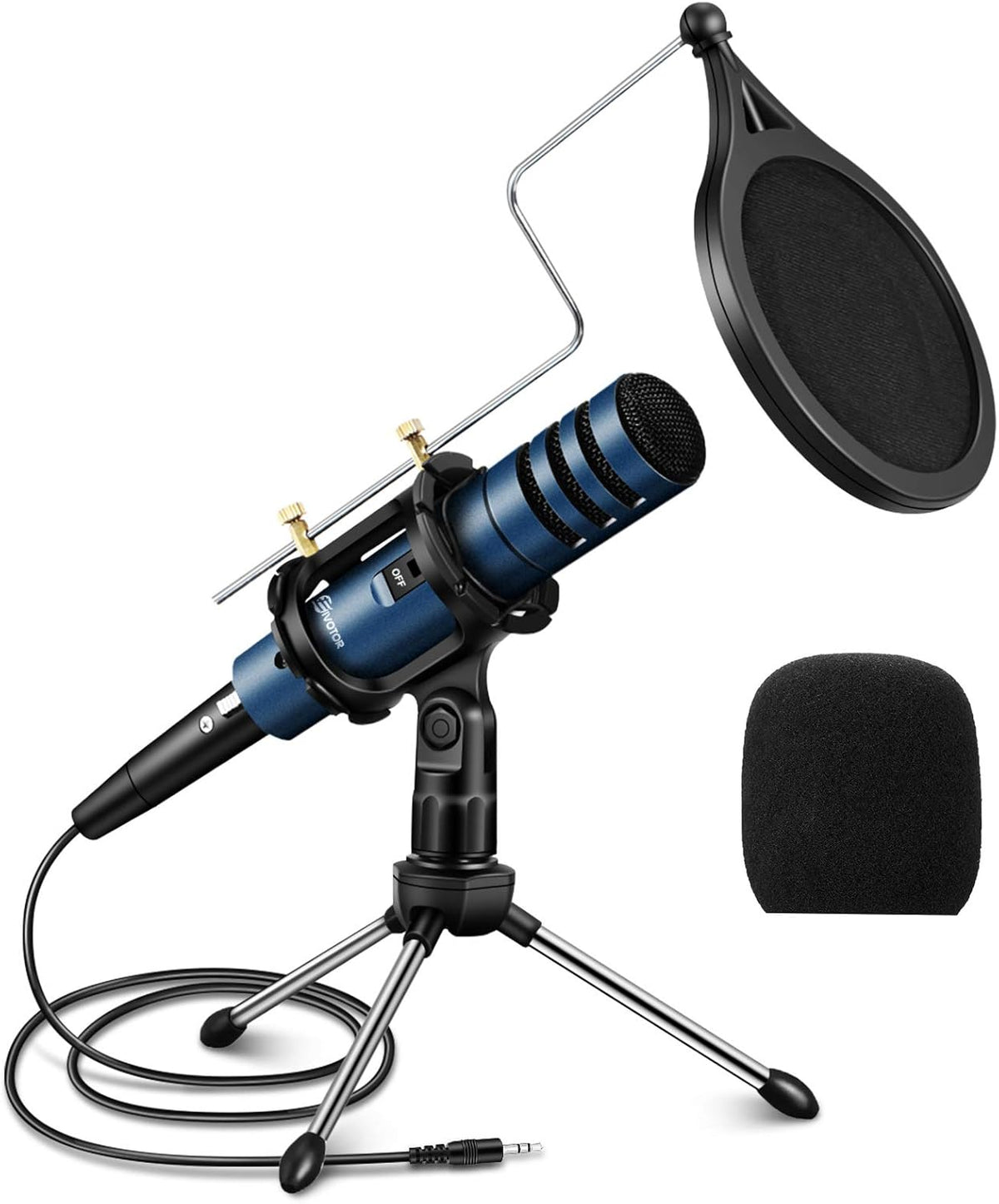 Condenser Microphone, 3.5mm Plug & Play Recording Microphone with Mic Stand Pop Filter, Pack of 2 K301927