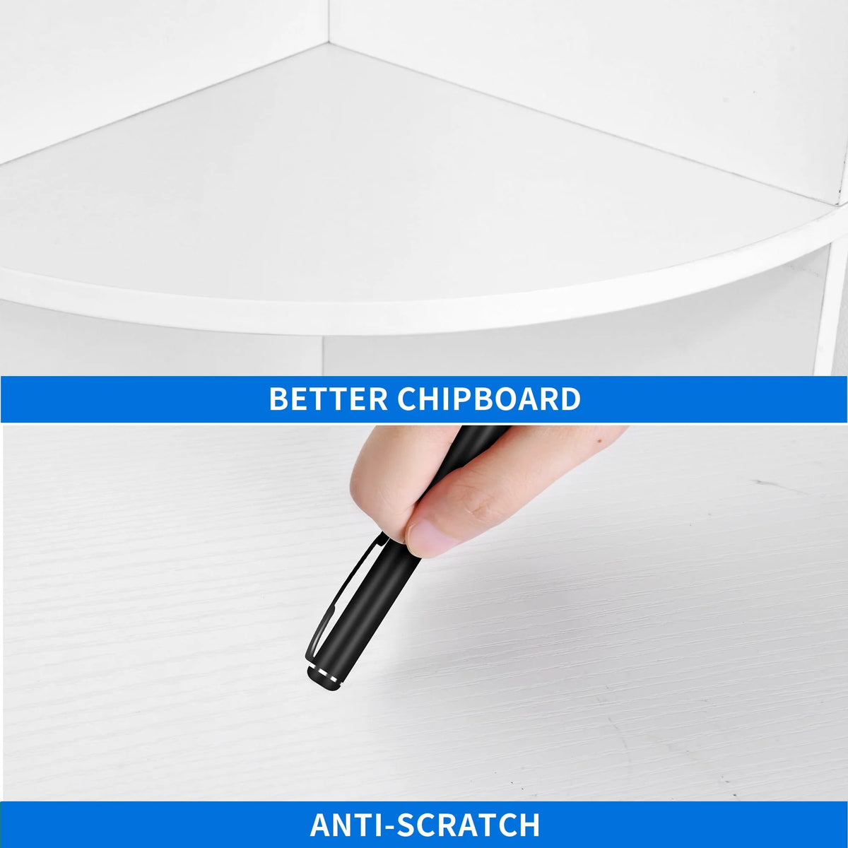 5 Tier White Corner Bookcase Z330