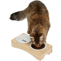 Double Elevated Cat Bowl with Wood Stand R632242