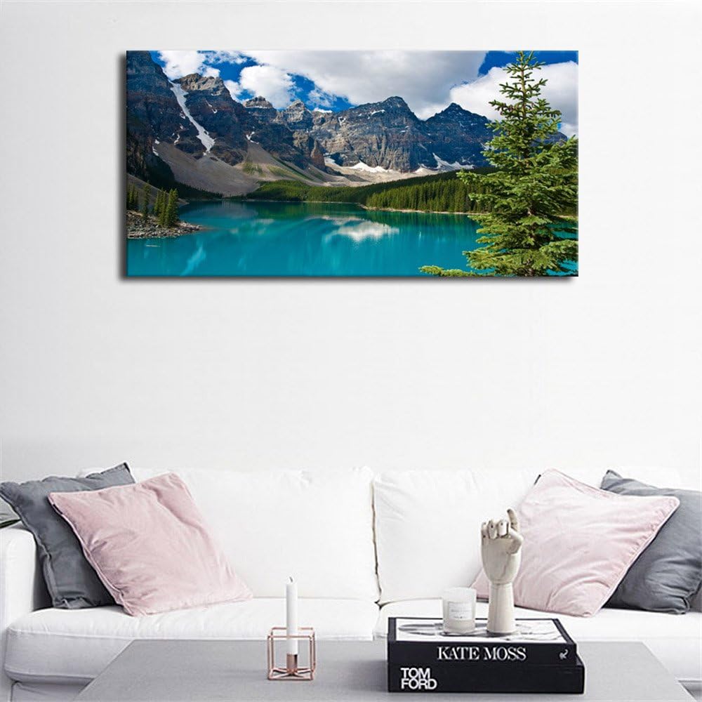 Large Moraine Lake Nature Canvas Wall Art Framed 20 x 40 B906599