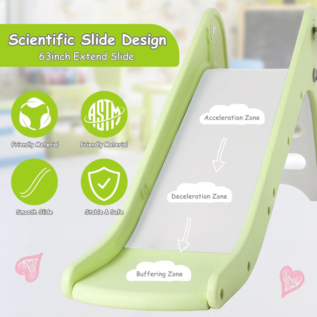 Kids Slide Playset with Basketball Hoop and Ball Y6685