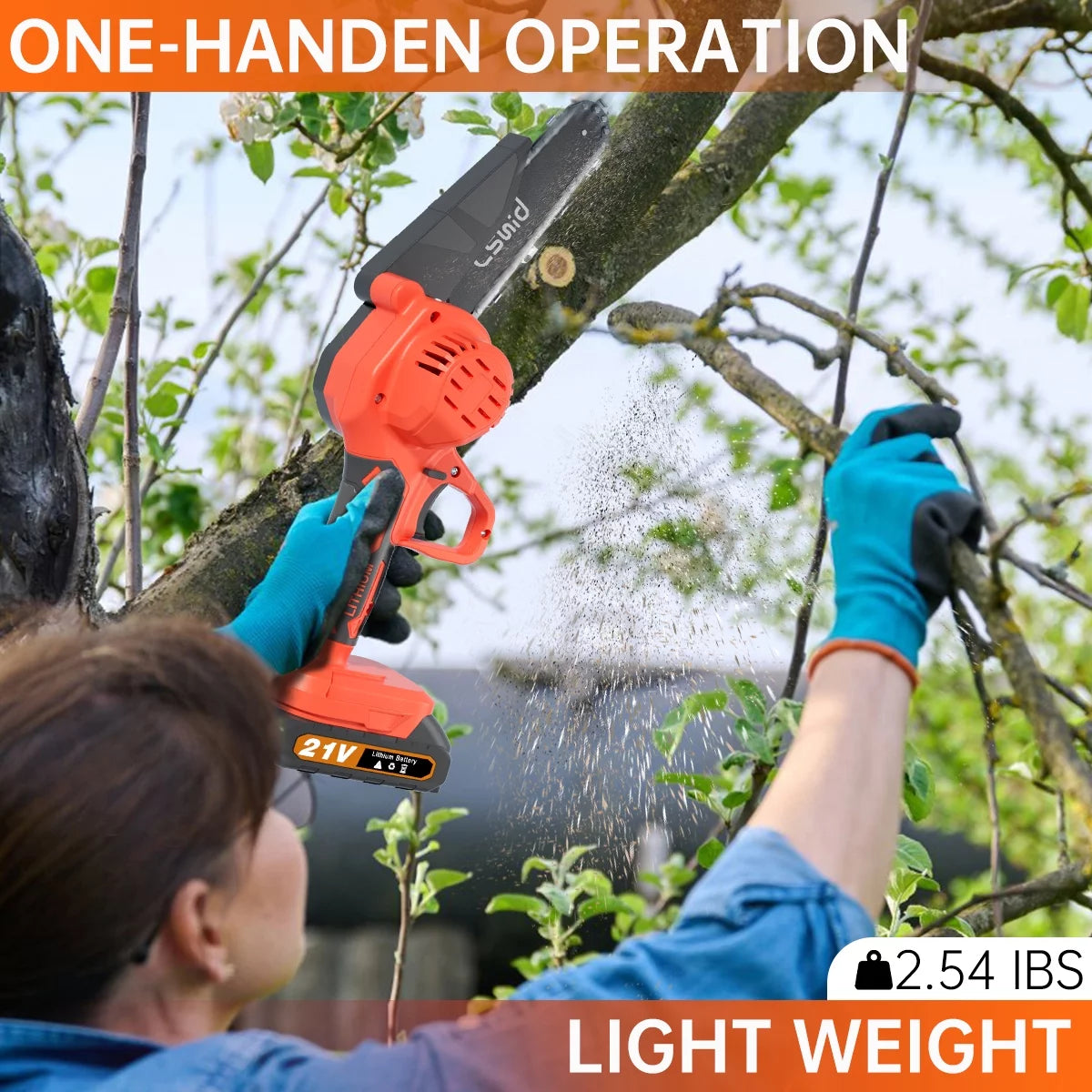 Cordless Mini Chainsaw with 2 Batteries 2 Chains S116