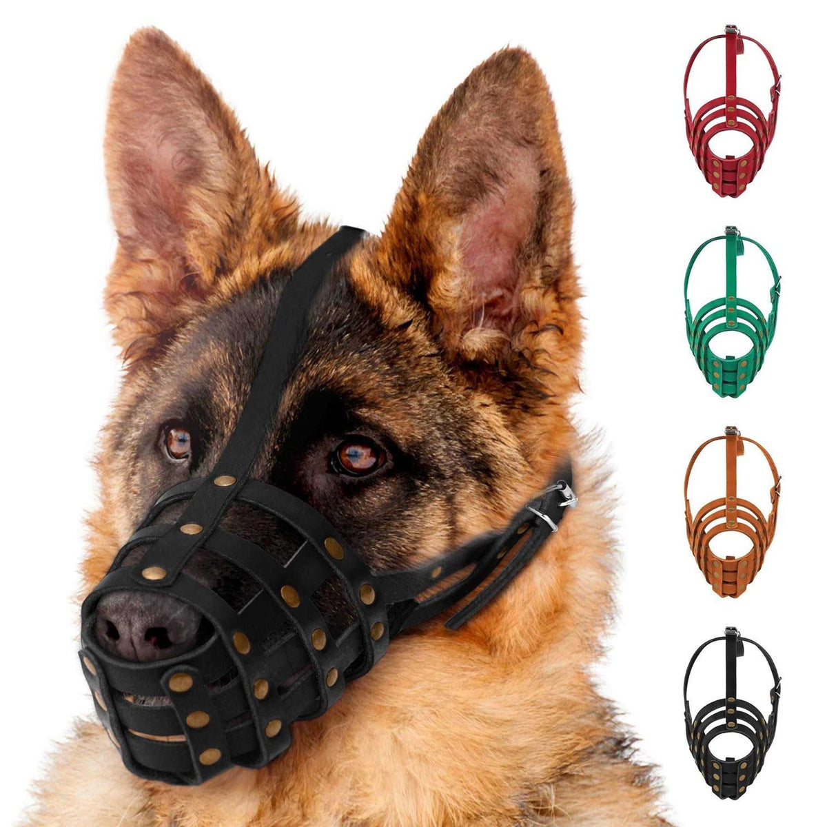 Leather Dog Muzzle Adjustable Breathable Medium Large Breeds E296