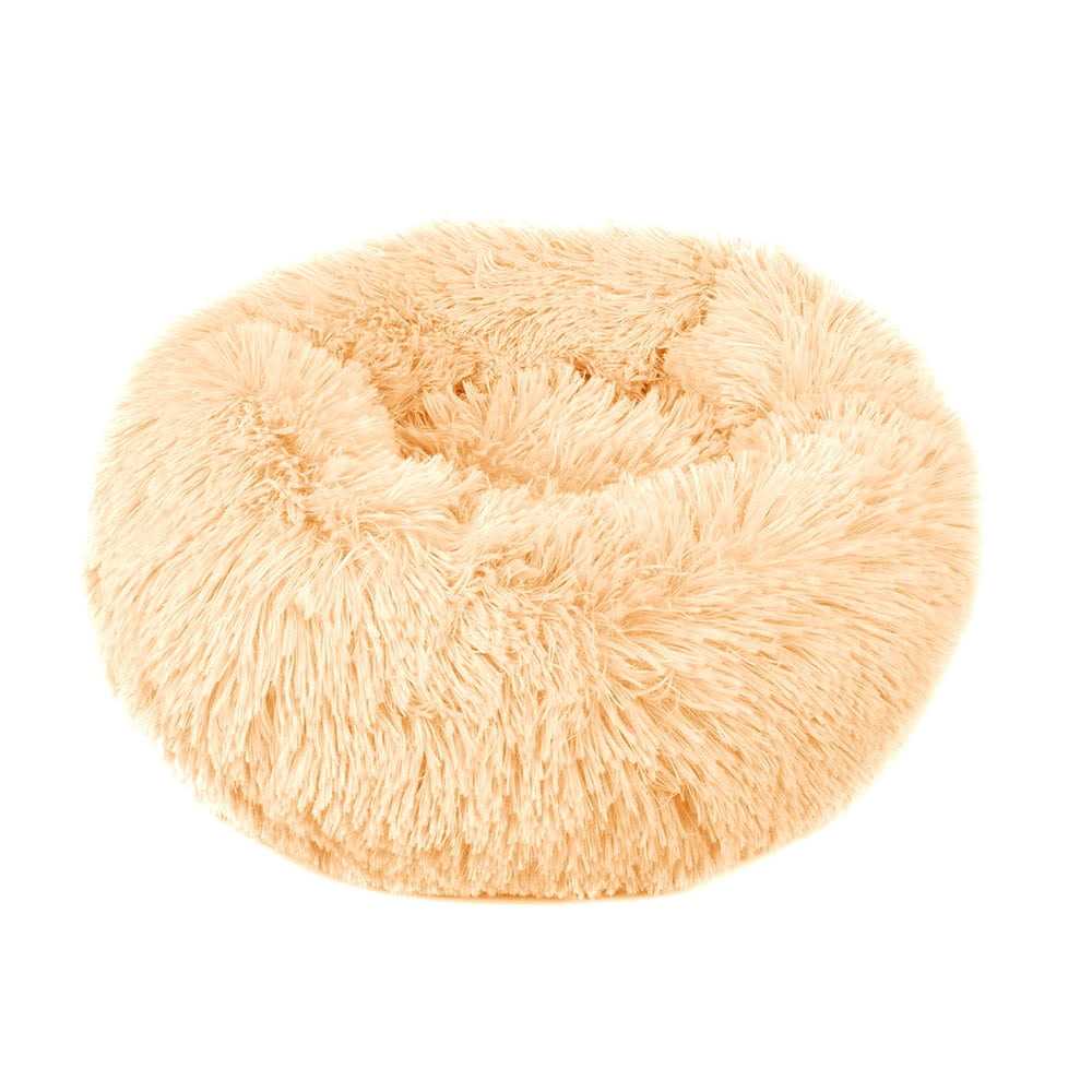 Round Plush Donut Pet Bed Warm Fur Cuddler Cushion Bed Non-Slip S5575