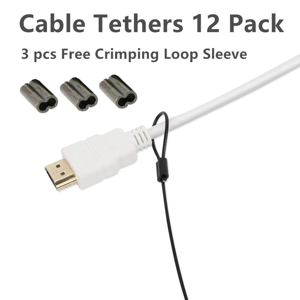 24 Pack Black 12 inch Cable Adapter Tether X1517
