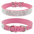 Rhinestone Soft Suede Leather Dog Collar X5166