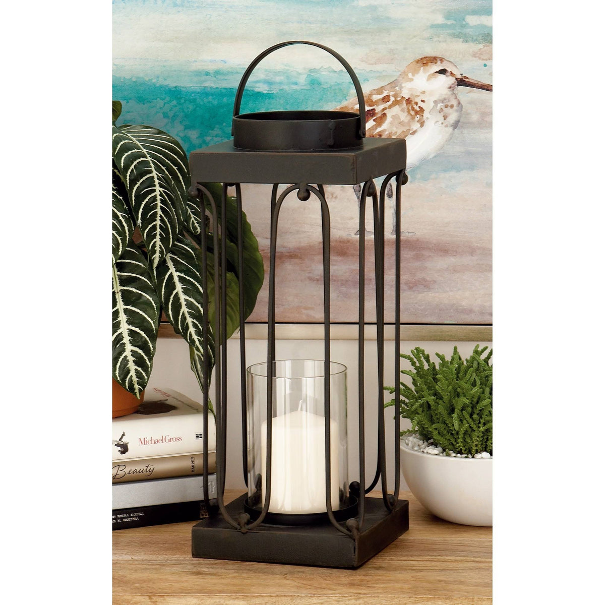 Metal Glass Candle Lantern Set of 2 V432957