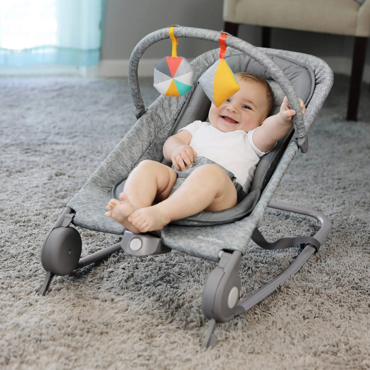 2-in-1 Baby Bouncer & Rocker, Light Gray Tweed U967