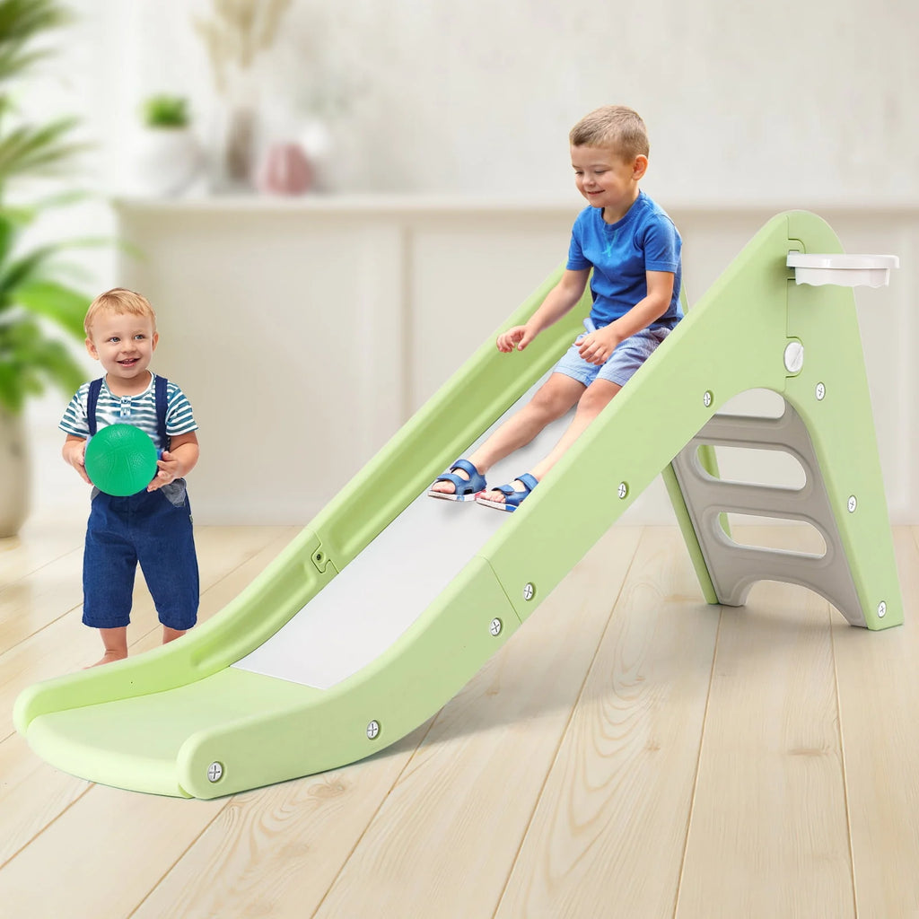 Kids Slide Playset with Basketball Hoop and Ball Y6685