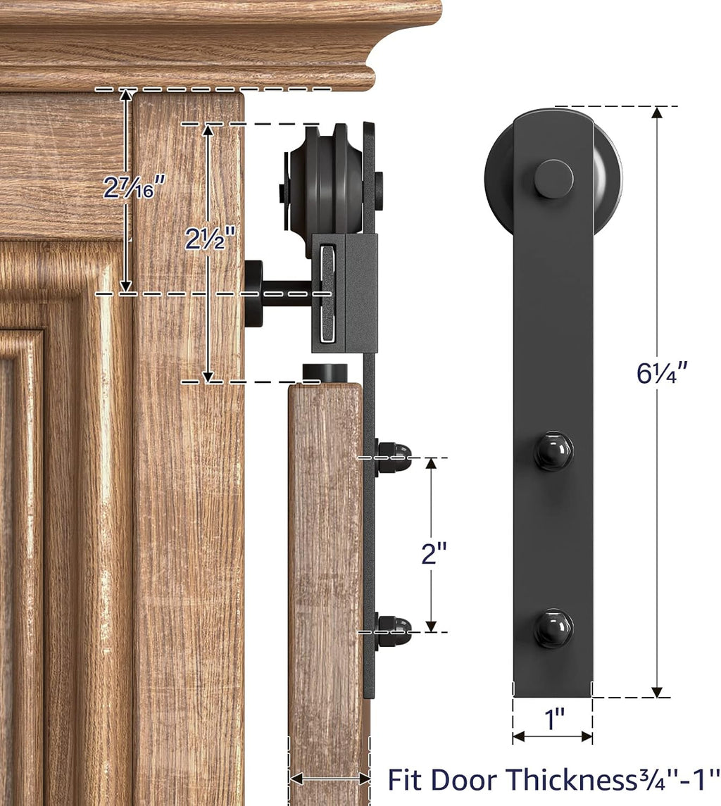 6.6FT Double Door Sliding Barn Door Hardware Kit K4095