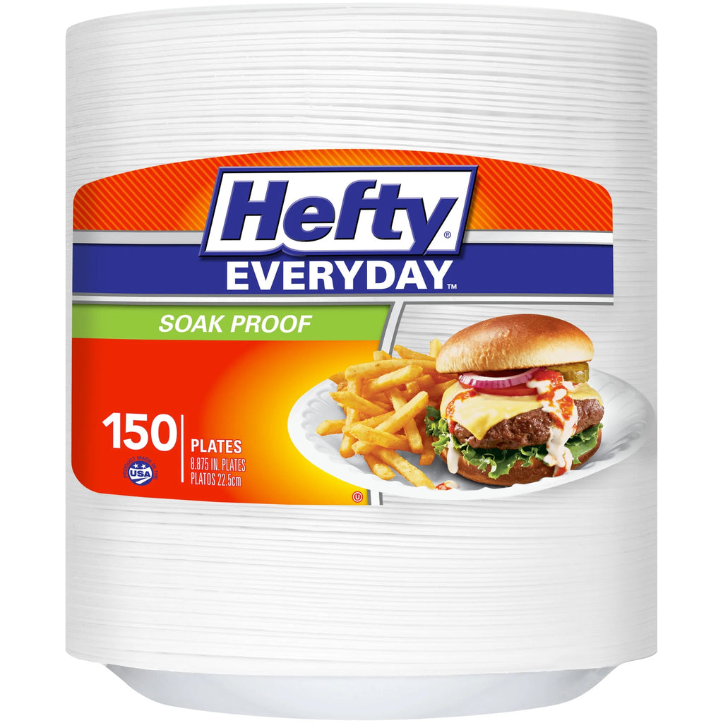 White 9 Inch Foam Plates 150 Count B14988