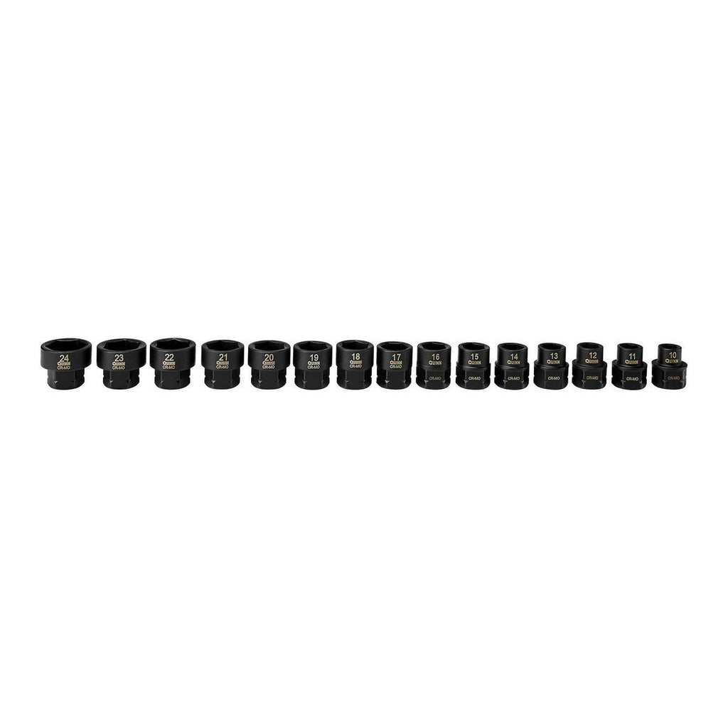 1/2 in. Drive Metric Low-Profile Impact Socket Set, 15-Piece M4921