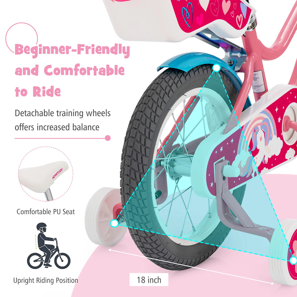 14 Inches Kids Bicycle with Training Wheels and Basket F4946