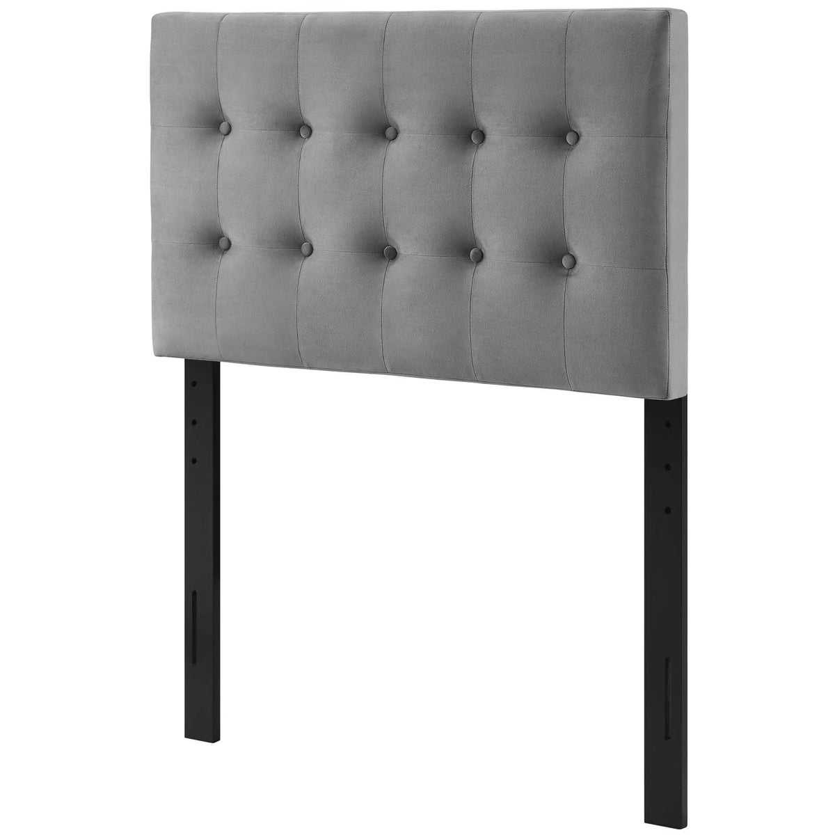 Twin Size Grey Velvet Tufted Headboard O40180