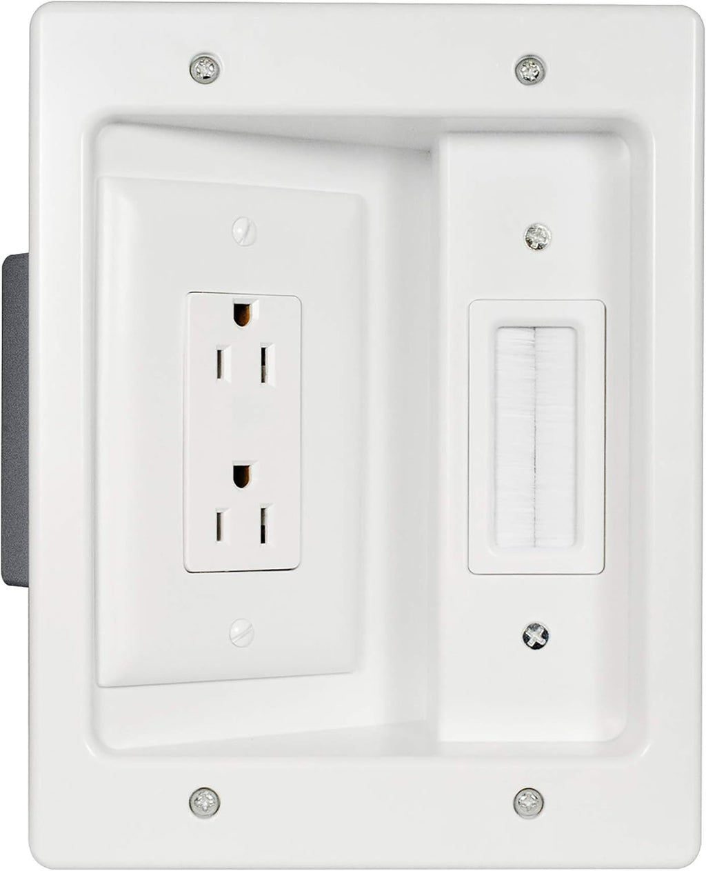 White Recessed In Wall TV Power Kit with USB V216