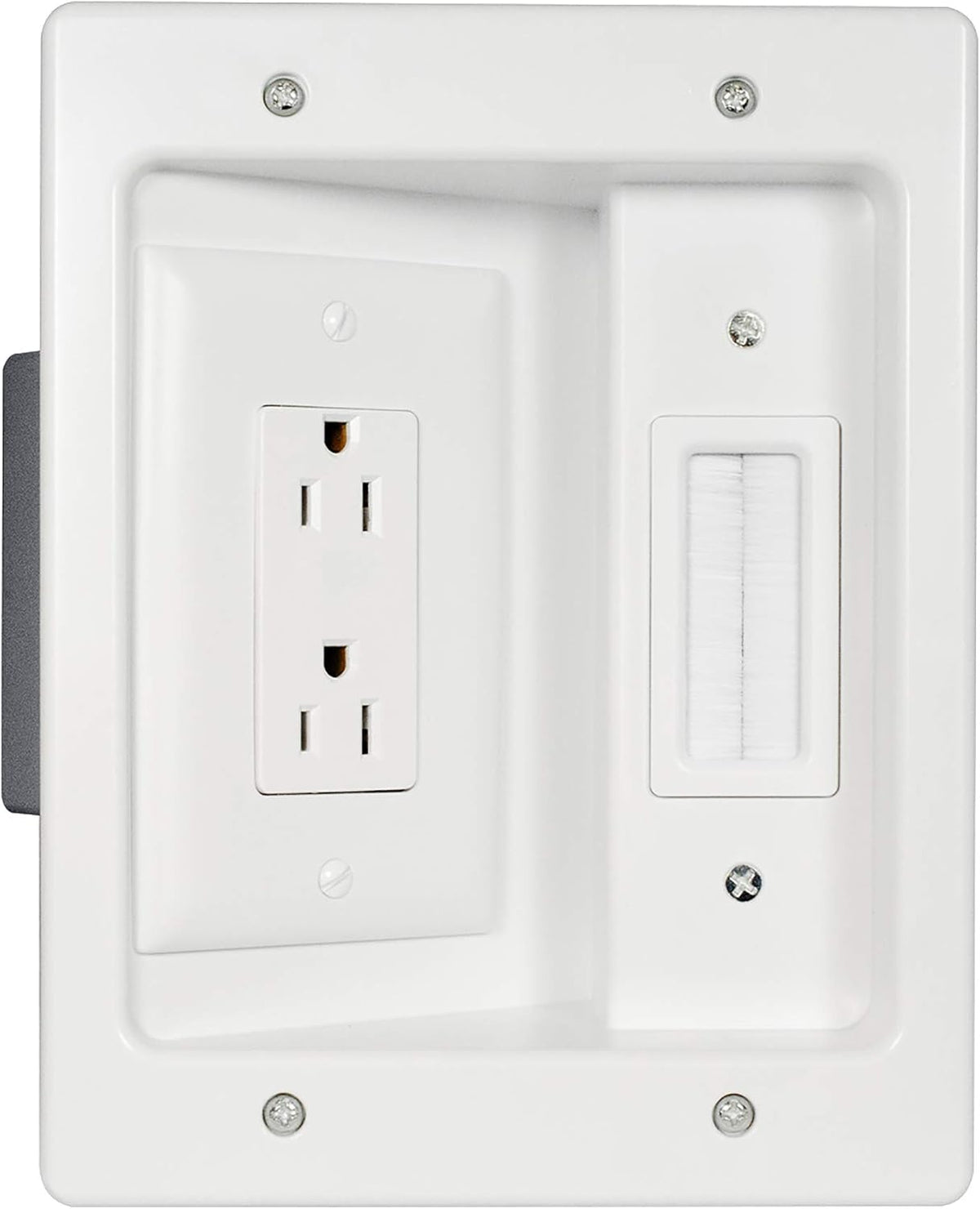 White Recessed In Wall TV Power Kit with USB V216