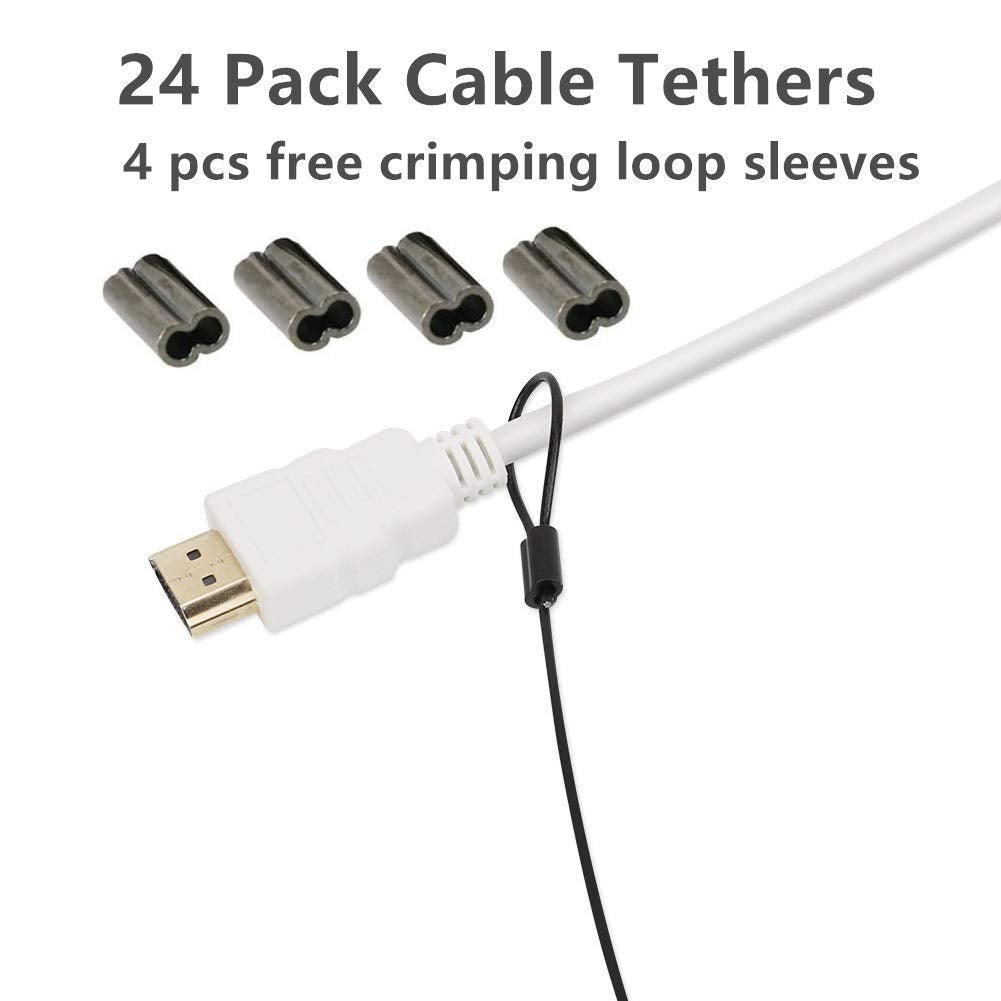 24 Pack Black 12 inch Cable Adapter Tether X1517
