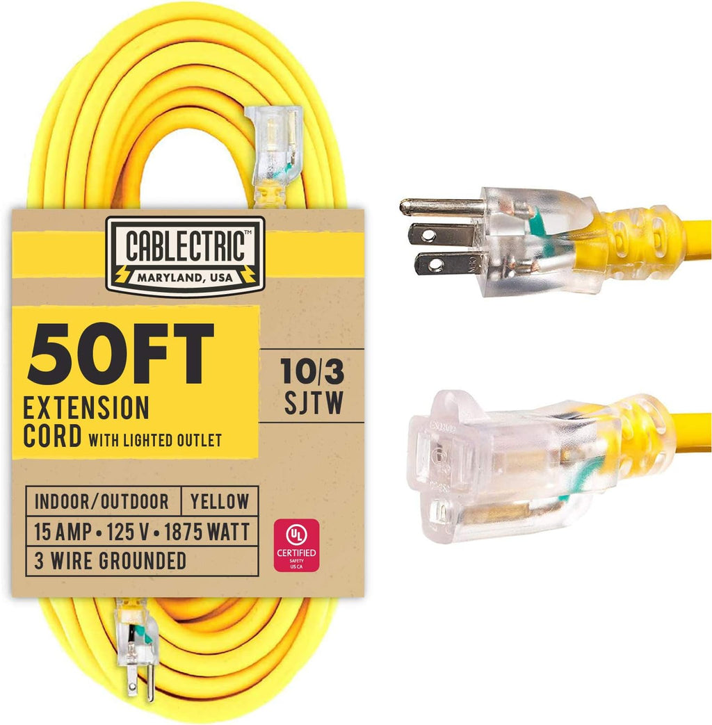 75 Ft 10 Gauge Yellow Heavy Duty Extension Cord V1900