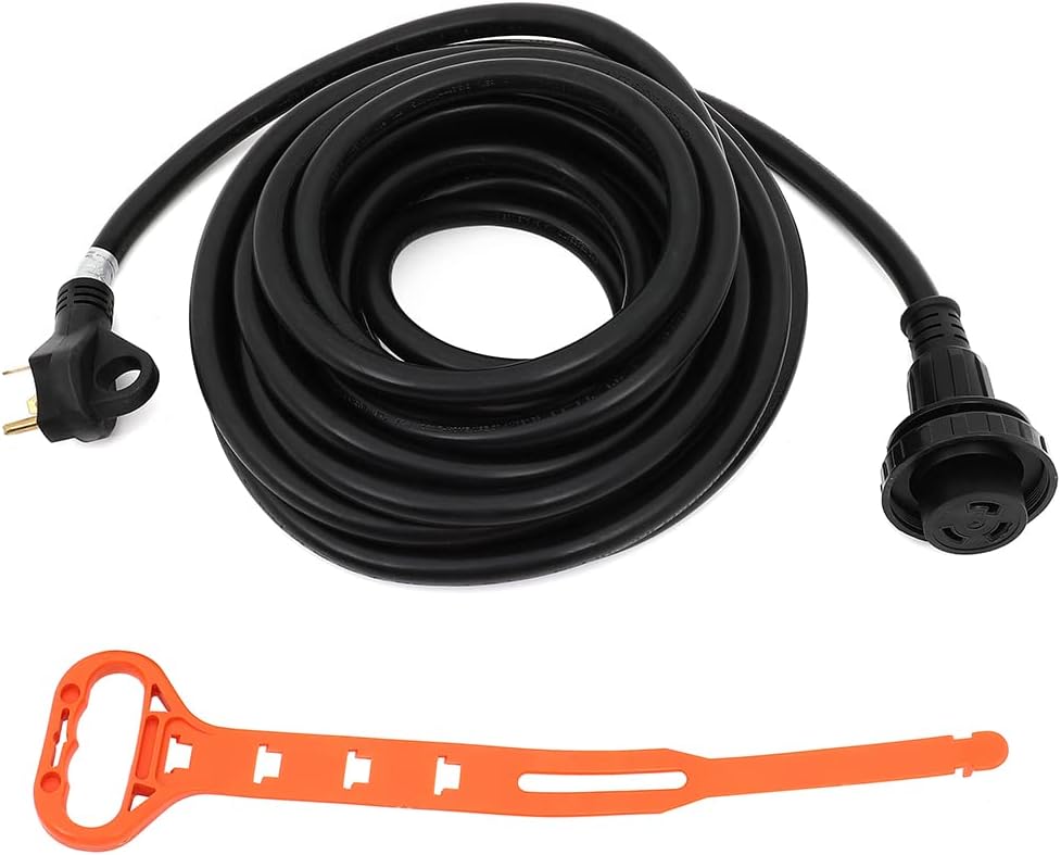 30Amp 36 Foot RV Power Extension Cord 10AWG/3C Wire TT-30P to L5-30R Twist Lock K4340