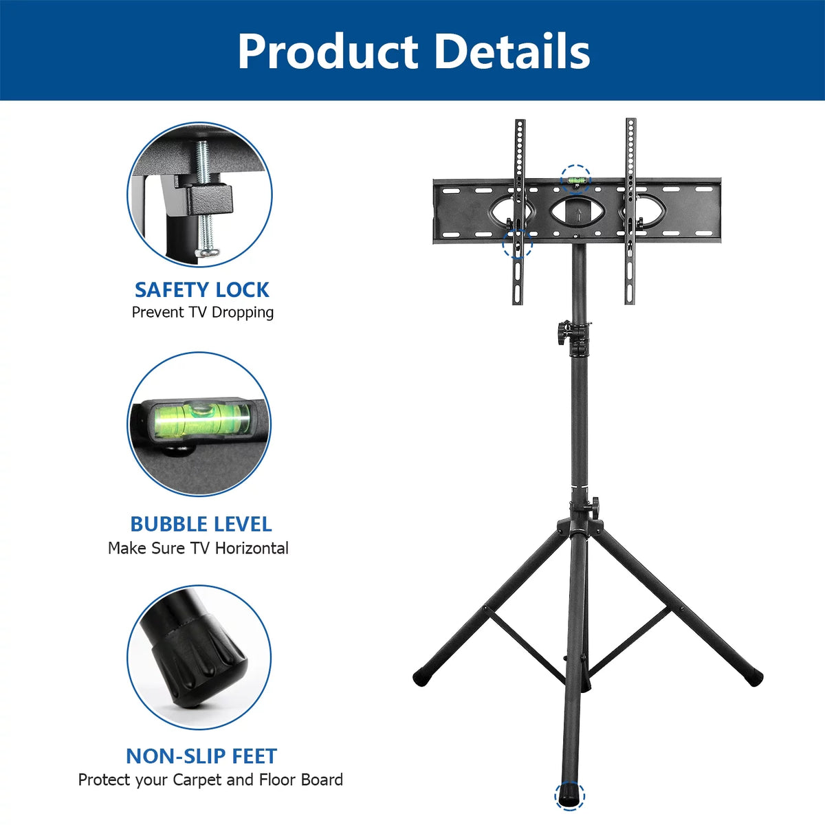 Black Portable Tripod TV Stand up to 75 inch N245