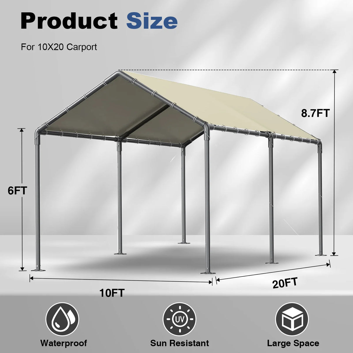 L20xW10xH9.2Ft Heavy Duty Portable Carport G361