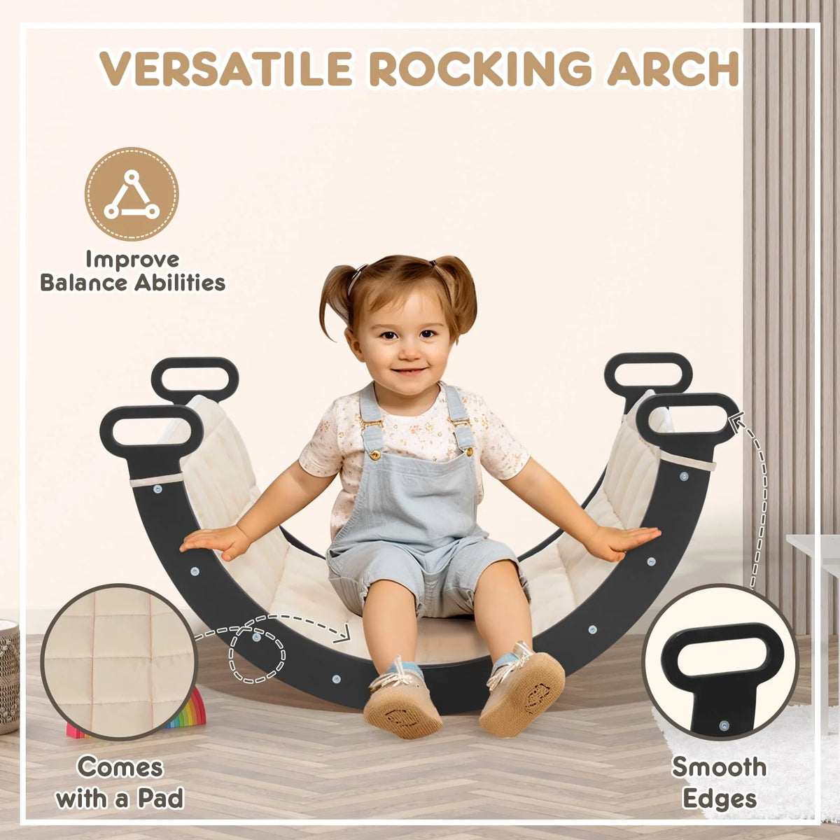 Foldable Wooden Climbing Triangle Arch with Ramp and Slide I117899