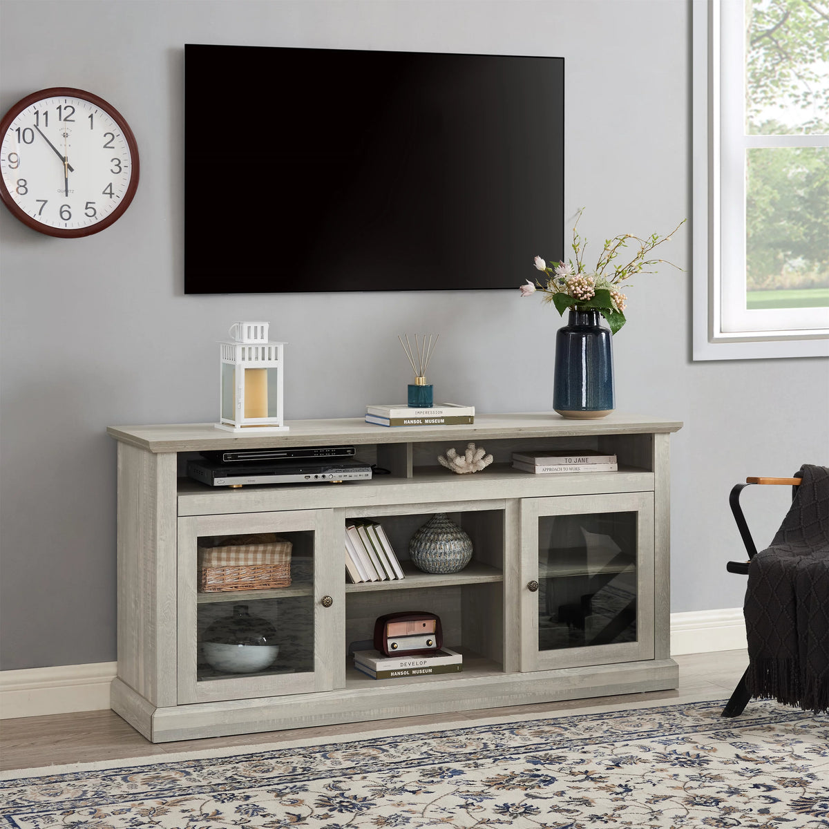 Espresso TV Stand with Storage and Cabinet U416798