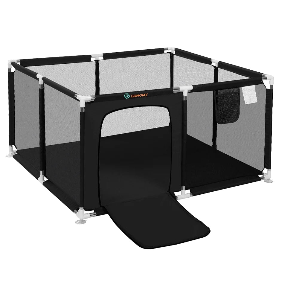 Portable 4-Panel Baby Playpen with Basketball Hoop Z765703