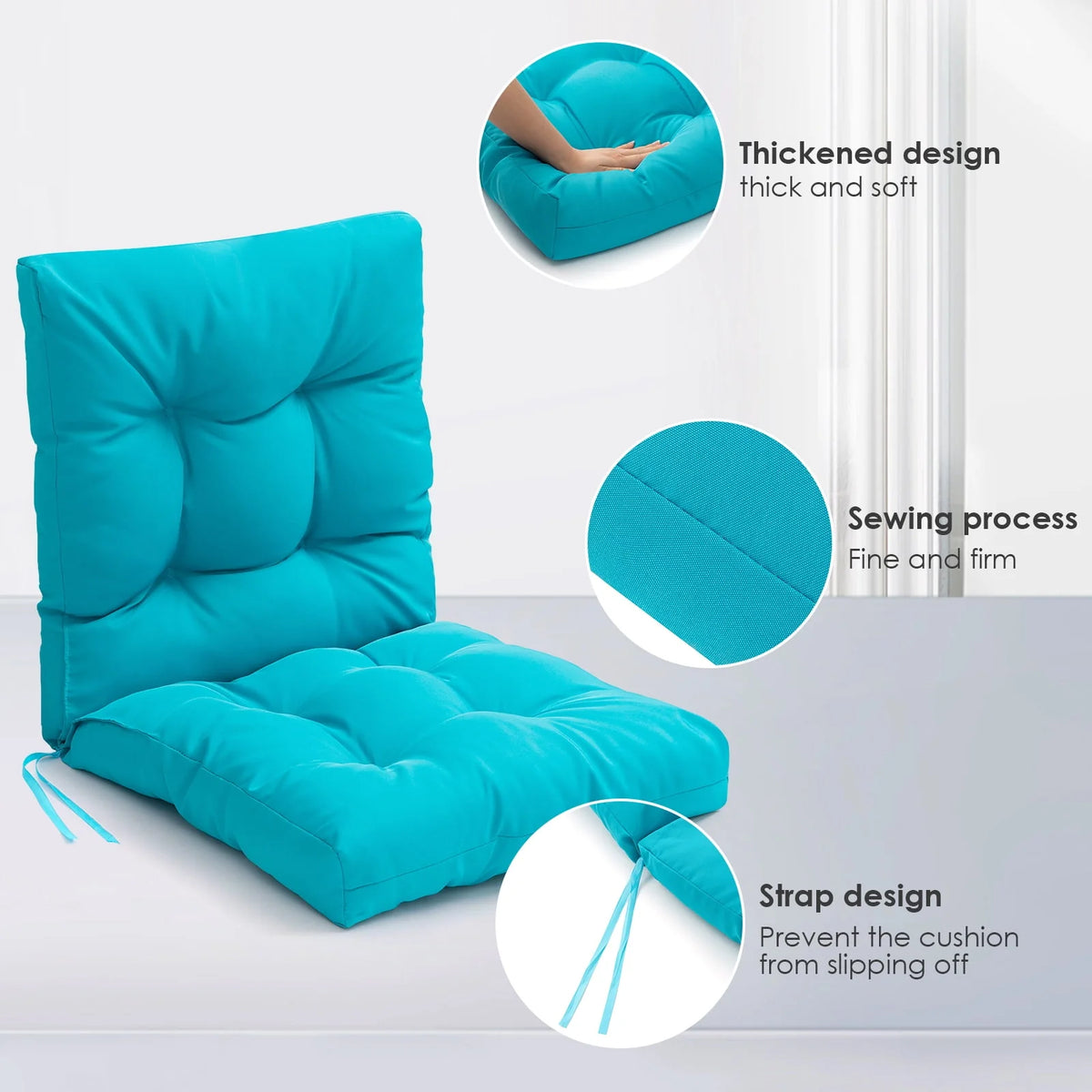 4pcs Non Slip Waterproof Outdoor Chair Cushion O766668