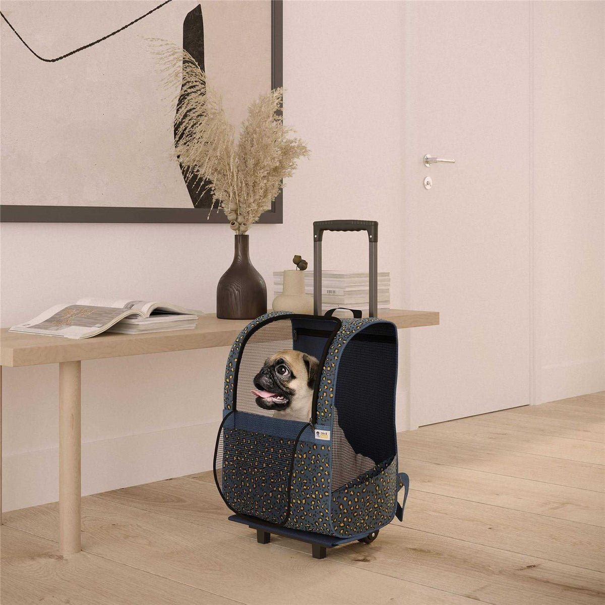 Pet Carrier Trolley with Shock Absorbent Wheels L891176