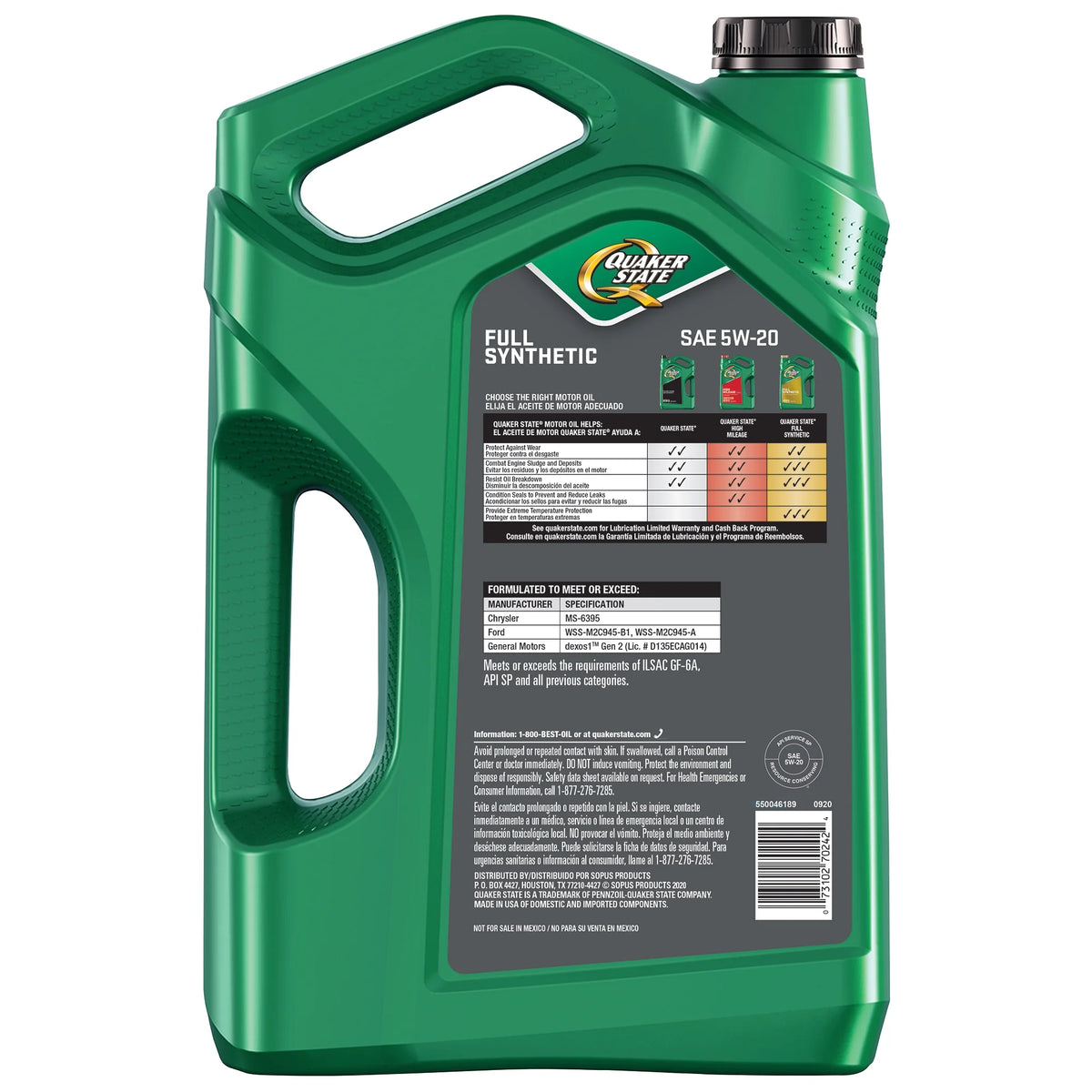 Full Synthetic 5W-20 Motor Oil, 5-Quart C12924