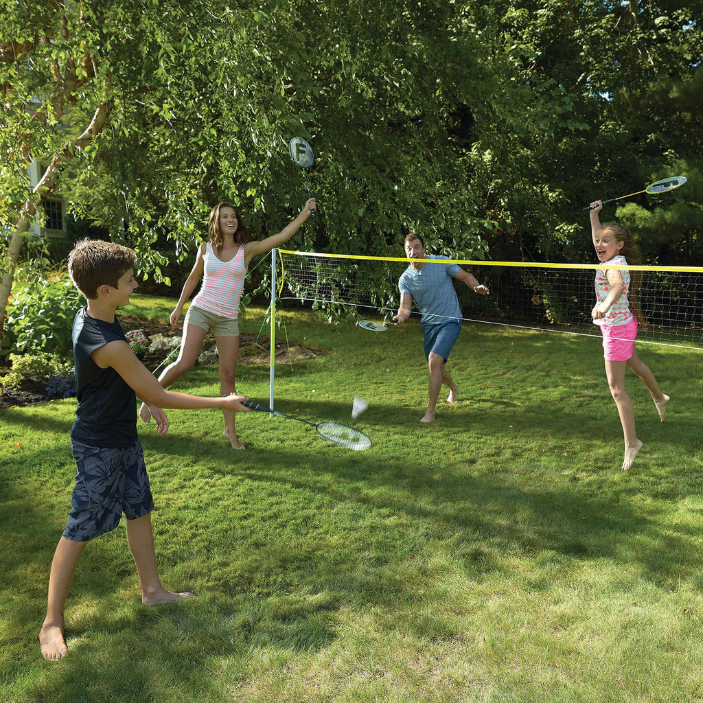 Badminton Net Family Set with 4 Steel Rackets and 2 Birdies P533005