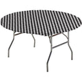 Black Check Plastic Tablecover 60x22 Round Case of 12 U546714