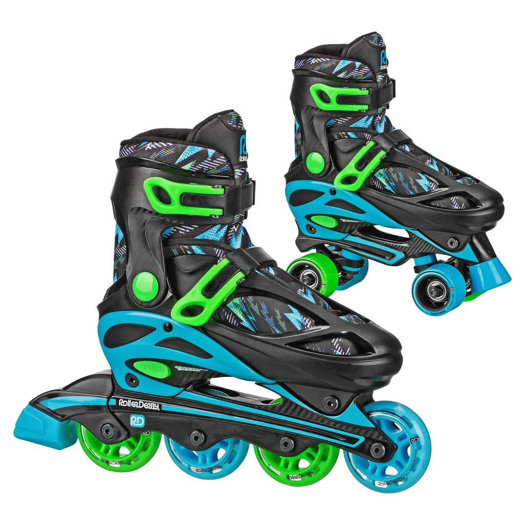 Boys 2-in-1 Roller/Inline Skates Black/Green K43490