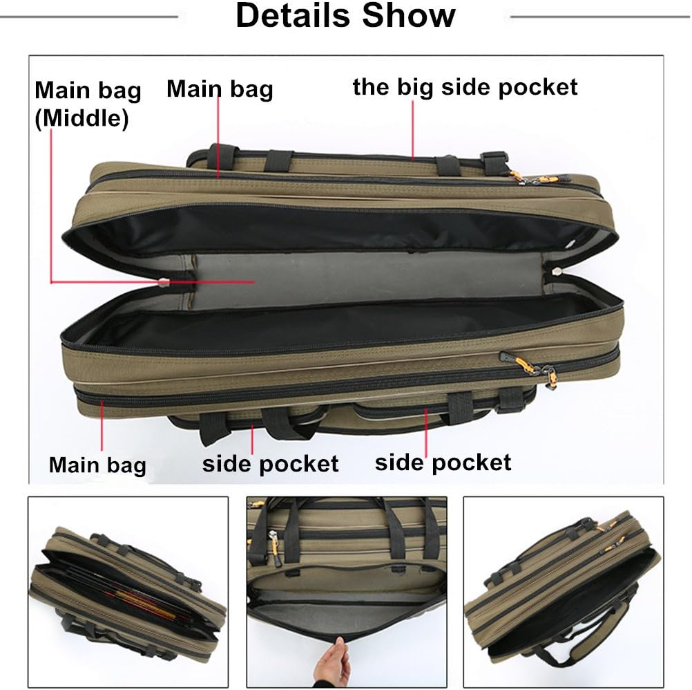 3 Layers Portable Folding Fishing Rod Carrier Case Z2063