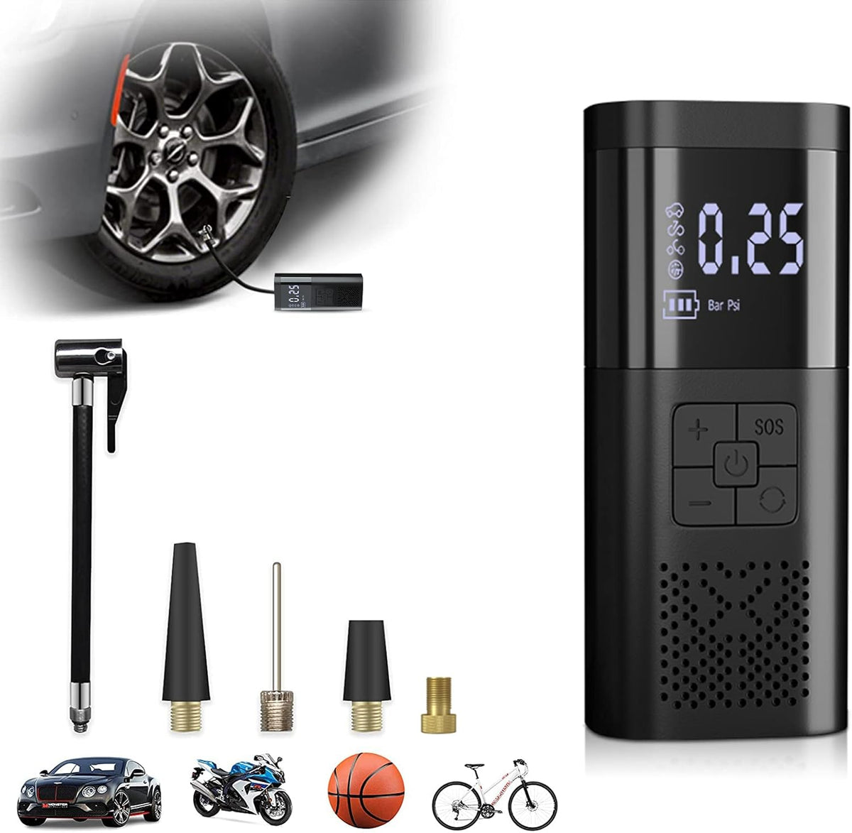 Portable 12V 150PSI Air Compressor Tire Inflator with LED Light W22591