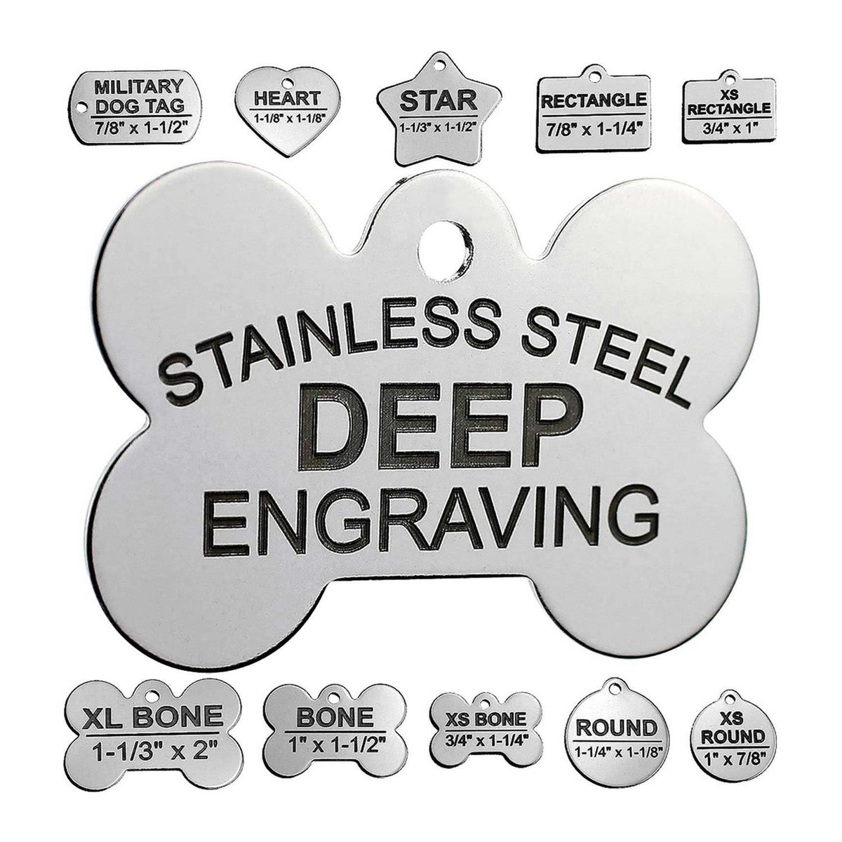 Stainless Steel Custom Deep Engraved Pet ID Tags R866411