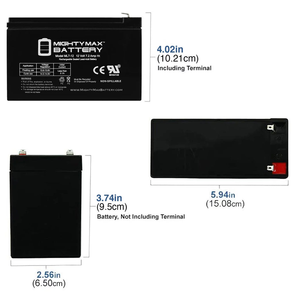 12V 7Ah SLA Battery 2 Pack U9440