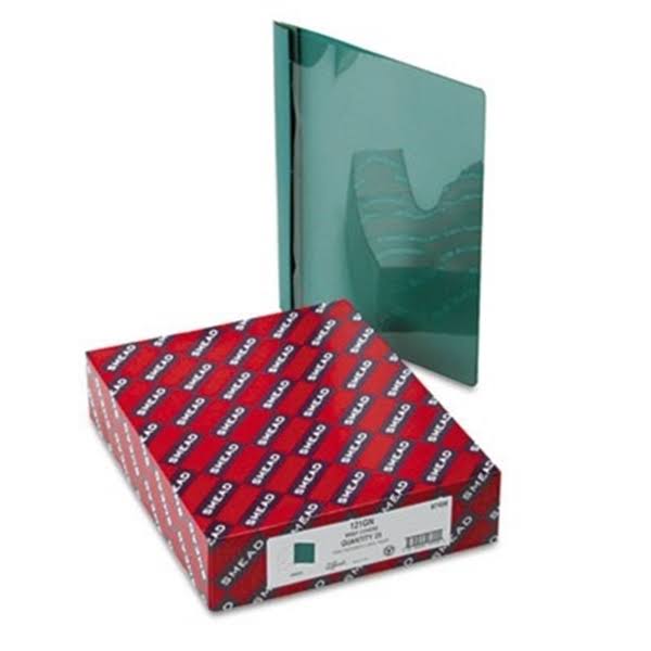 Poly Report Cover, Tang Clip, Letter, 1/2 inch Capacity, Clear/Green, 25/Box G84257